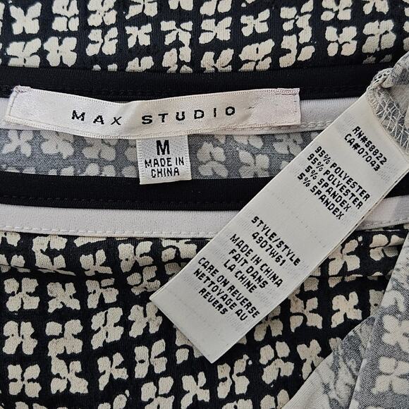 Max Studio Shift Dress Womens M Black White Geometric Stretch Classic Mod Artsy - Picture 5 of 8